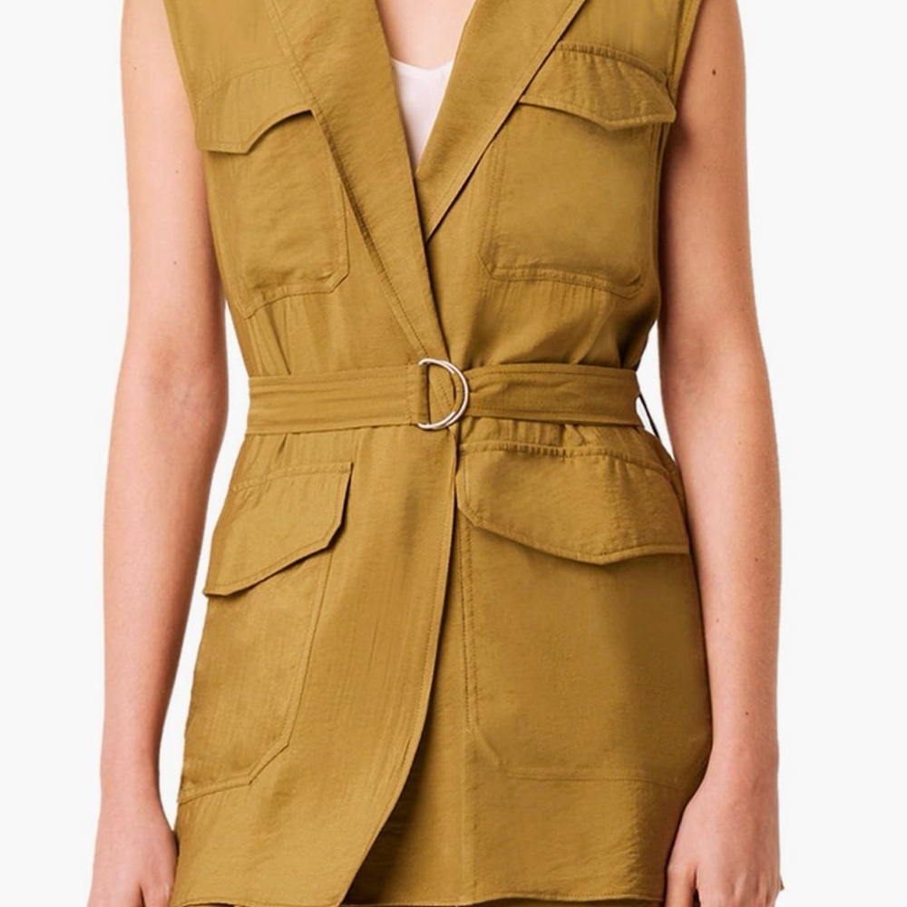 NWOT French Connection Brekhna Drape Belted Safari Jacket In Lizard Green Size 6 - Picture 6 of 6